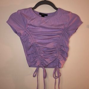 Lavender Drawstring Cropped Tee